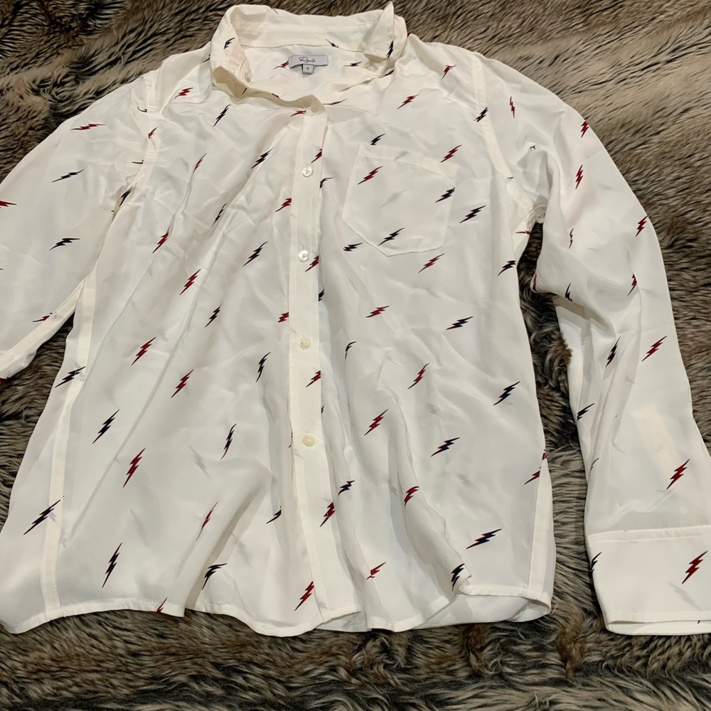 Rails Kate Shirt electric bolts, Long Sleeve 100% silk Size S
